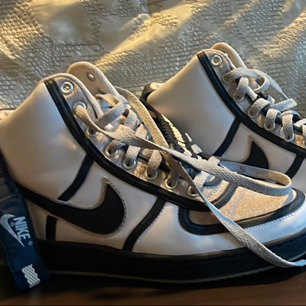 Nike White and Black High-Top Sneakers